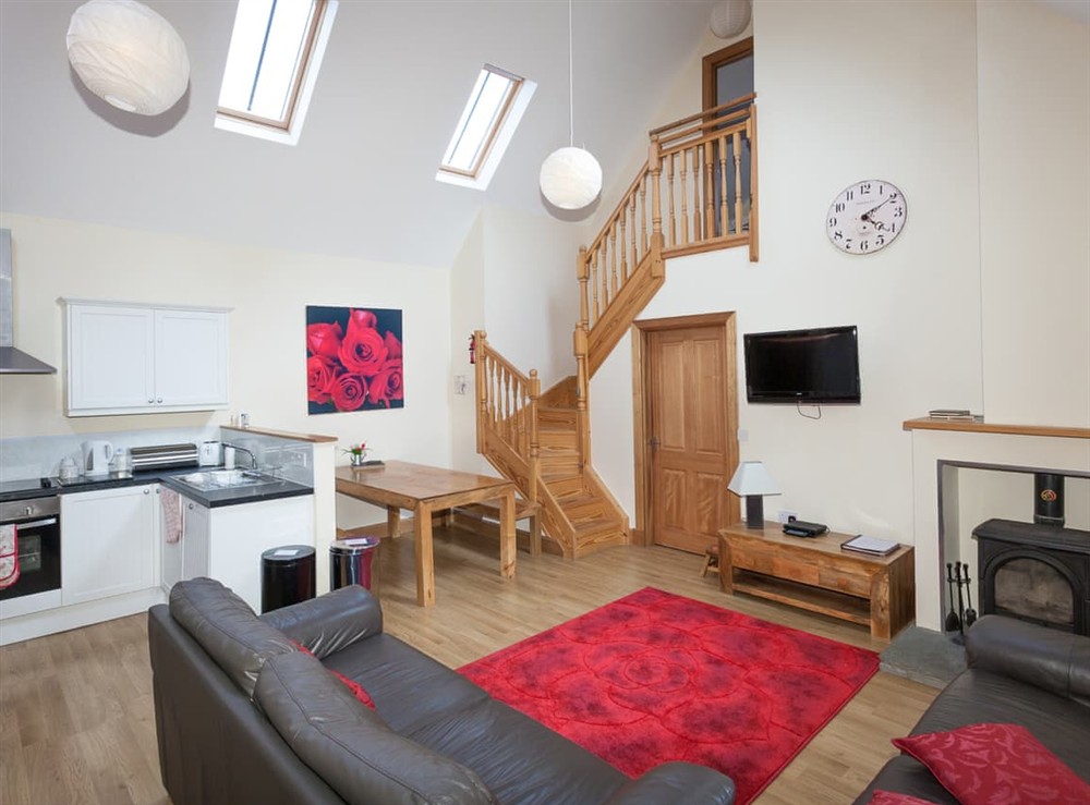 Open plan living space at Rose Cottage in Linlithgow, West Lothian
