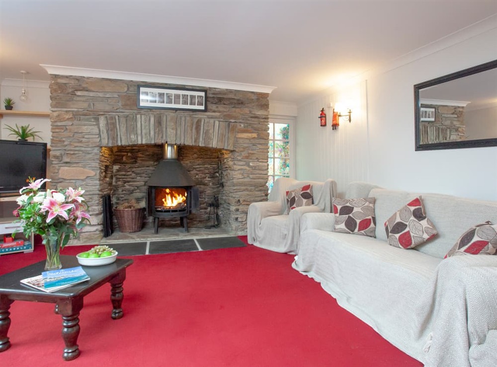 Living room at Rose Cottage in Salcombe, Devon