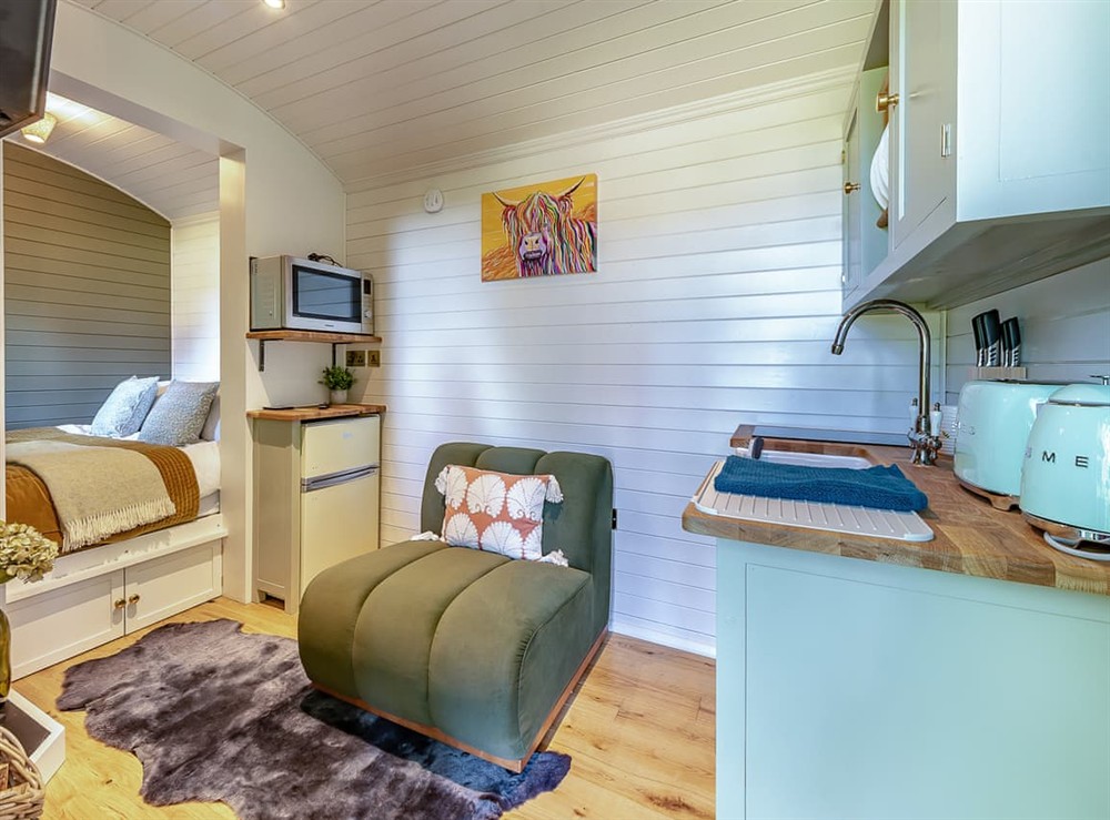 Open plan living space at Rose Hut Hideaway in Banstead, Surrey