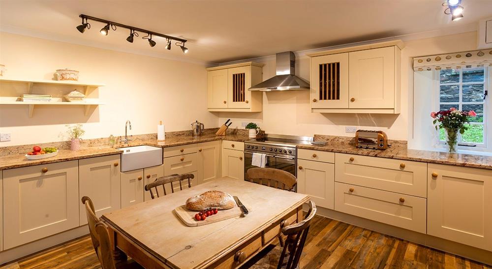 The kitchen at Roseland Porth Barn in Roseland, Cornwall