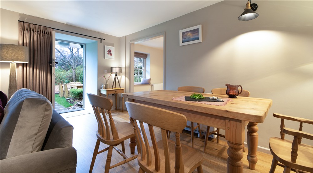 The dining room at Roseland Porth Farm Cottage in Truro, Cornwall