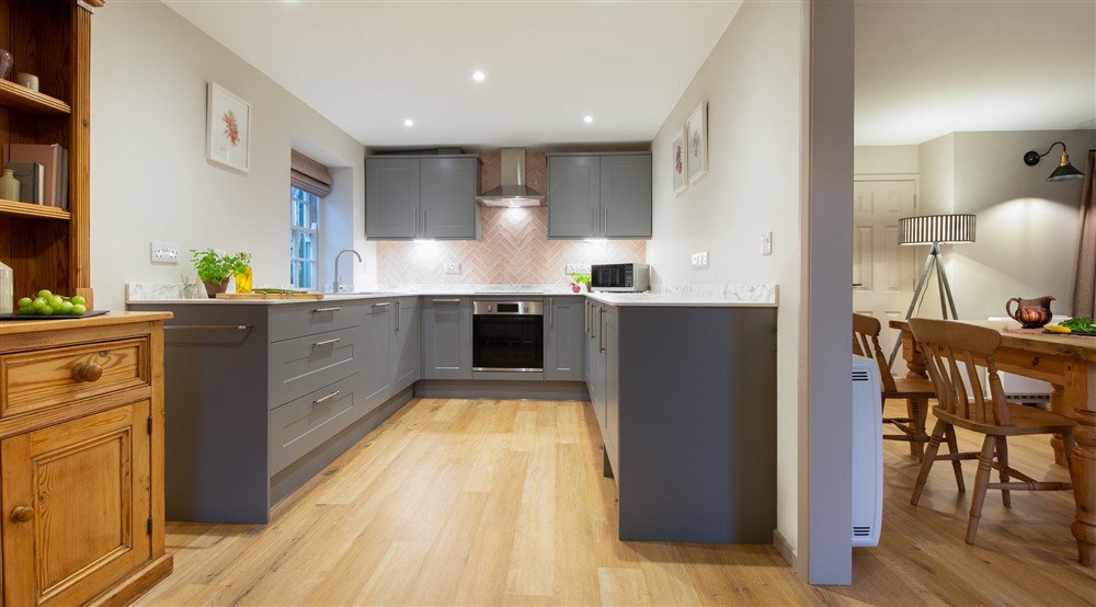 The kitchen at Roseland Porth Farm Cottage in Truro, Cornwall