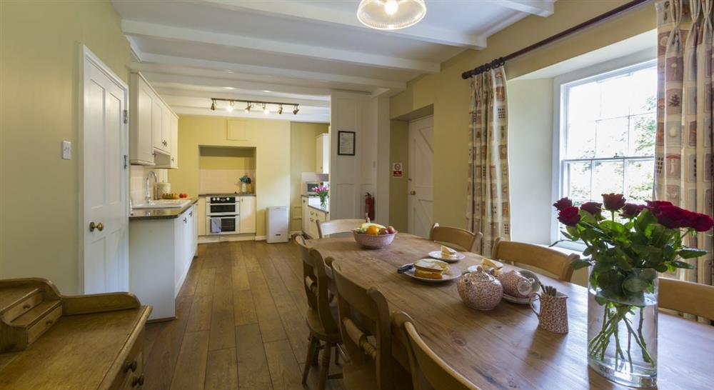 The dining area at Roseland Porth Farm House in Roseland, Cornwall