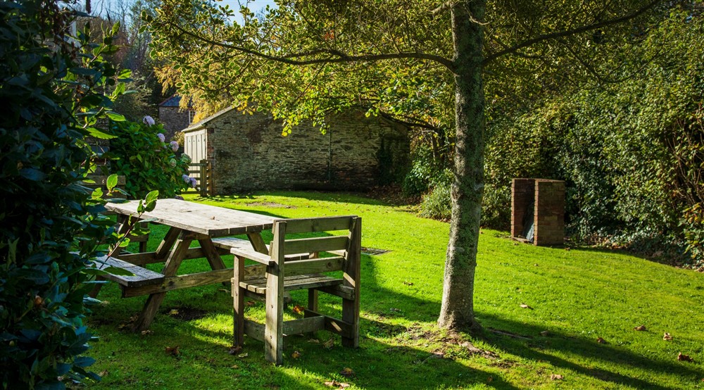 The garden at Roseland Porth Farm House in Roseland, Cornwall