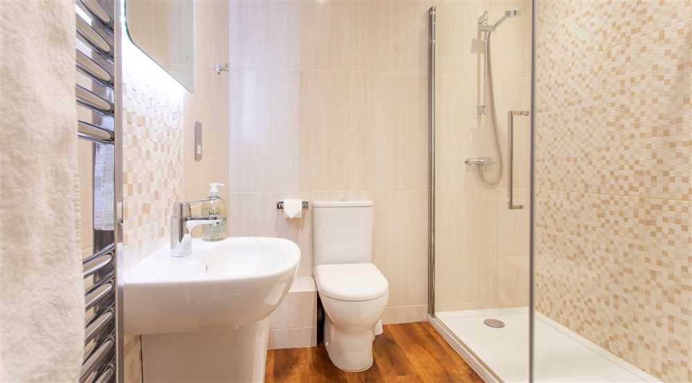 The shower room at Roseland Porth Farm House in Roseland, Cornwall