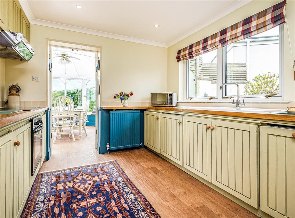 Kitchen area at Rosemary Cottage in St Mawes, Cornwall