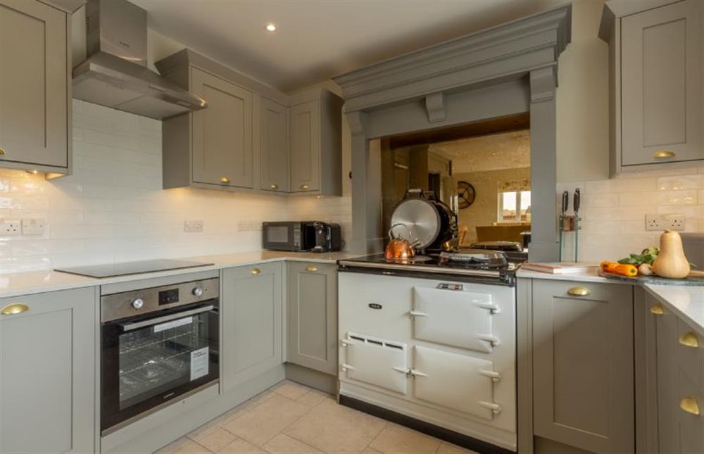 Ground floor: Aga and integrated oven at Rosemary Cottage, Thornham near Hunstanton