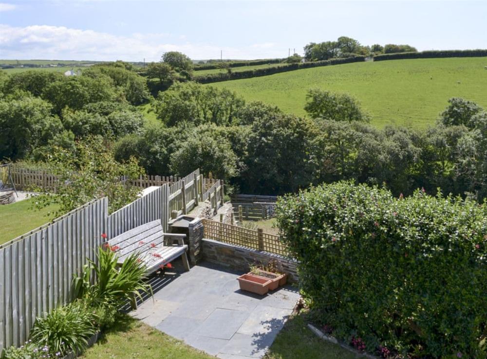Garden with picturesque views at Roskear in Crackington Haven, near Bude, Cornwall