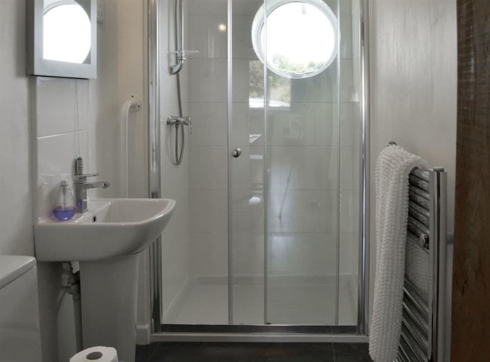 Stylish first floor shower room at Roskear in Crackington Haven, near Bude, Cornwall
