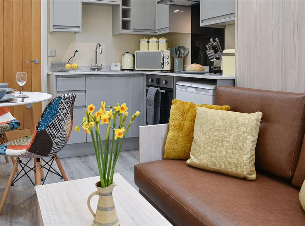 Open plan living space at Roslyn in Nancherrow, near St Just, Cornwall