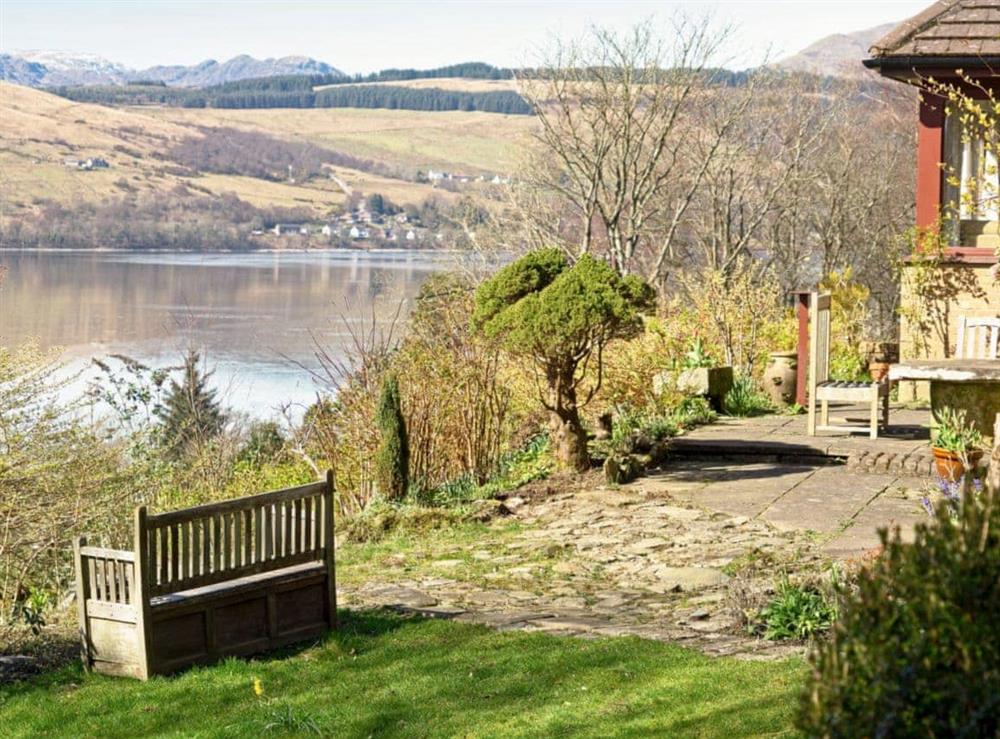 Wonderful views of Gare Loch from the garden at Rosmuire in Shandon, near Helensburgh, Dumbartonshire