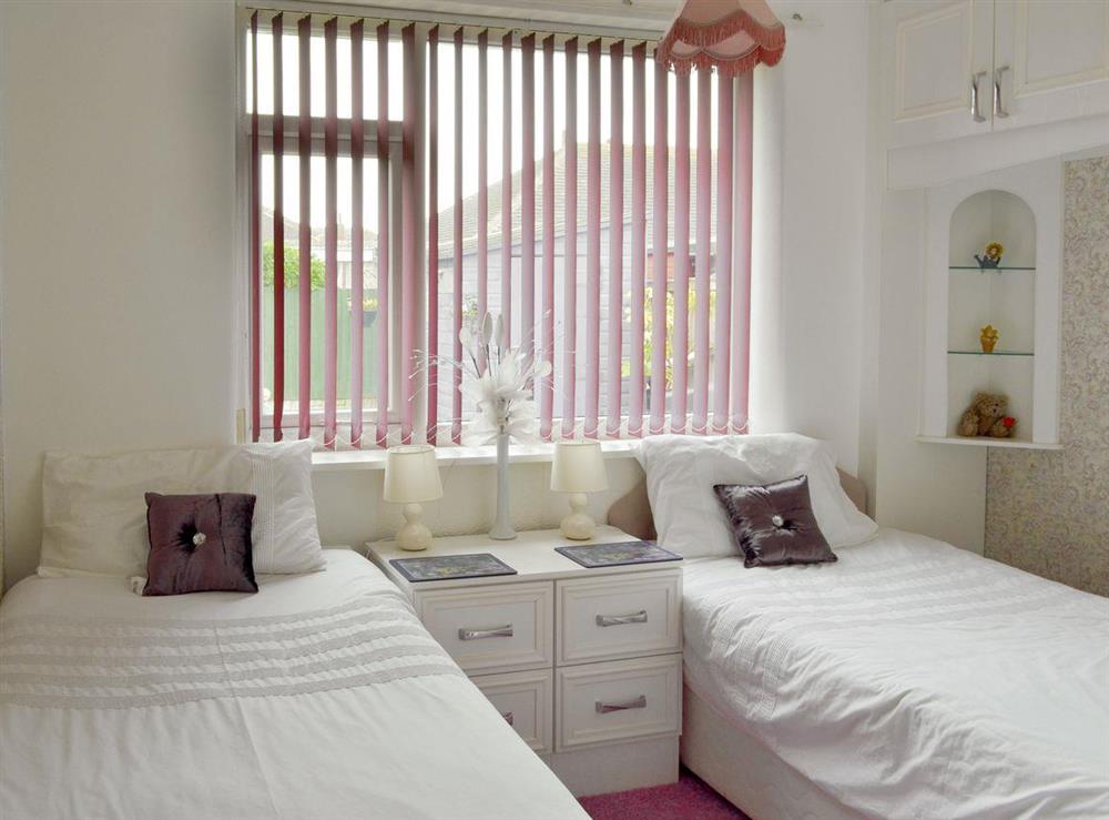 Good-sized twin bedroom at Rossall Beach Cottage in Rossall, near Thornton-Cleveleys, Lancashire, England