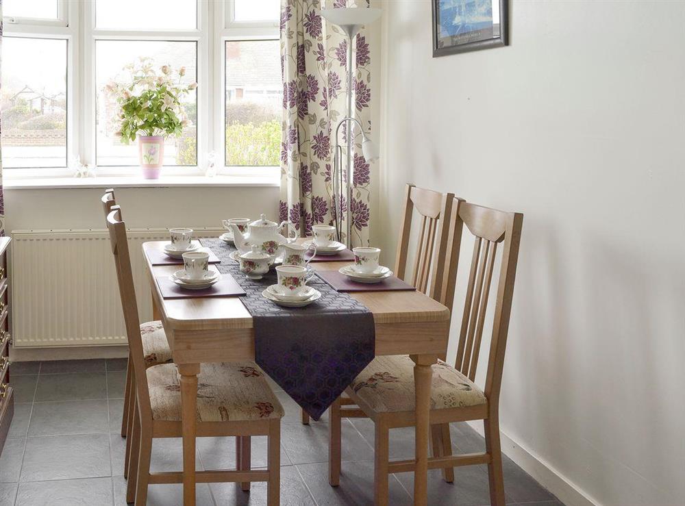 Useful dining room at Rossall Beach Cottage in Rossall, near Thornton-Cleveleys, Lancashire, England