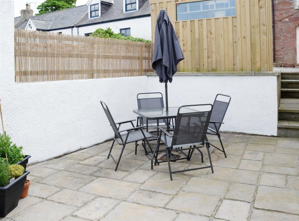 Large patio area at Rosslyn Cottage in Portmahomack, near Tain, Highlands, Ross-Shire