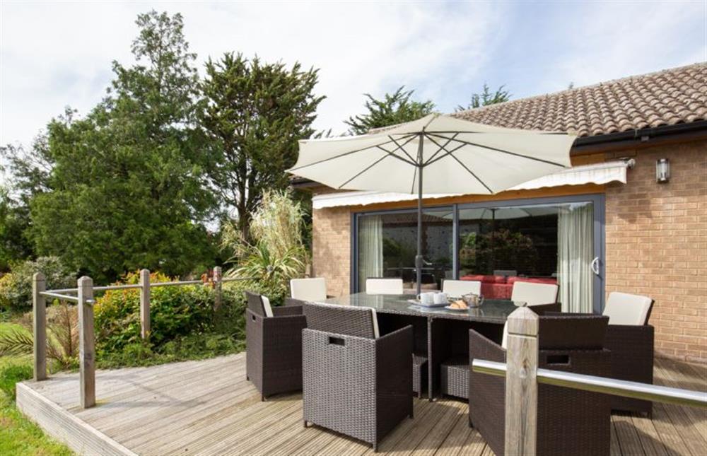 lovely decked area with seating at Rossmore, Holme-next-the-Sea near Hunstanton