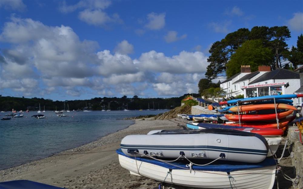 The beach at Helford Passage - great for swimming, rock-pooling or just soaking up the beach atmosphere. Access the South West Coast Path here too. at Round Field Annex in Mawnan Smith