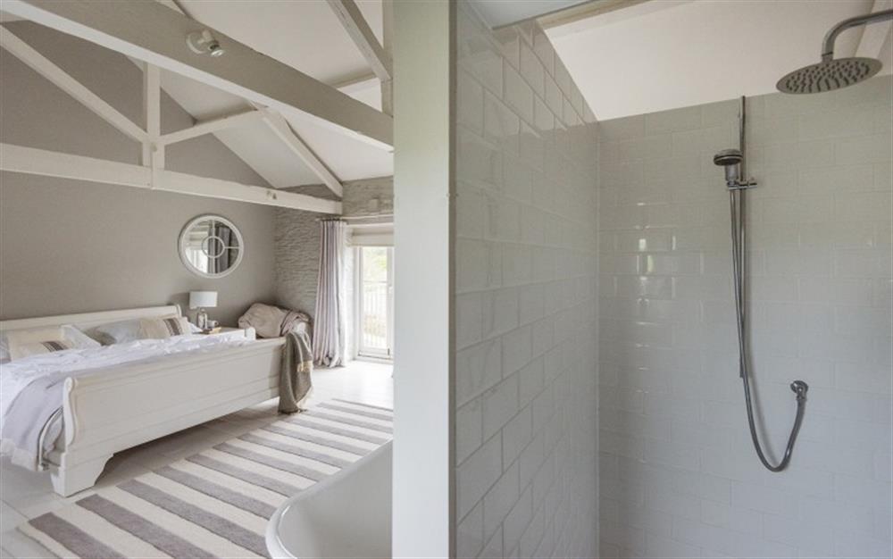 Another look at the gorgeous master suite at Round House, Court Barton in South Huish