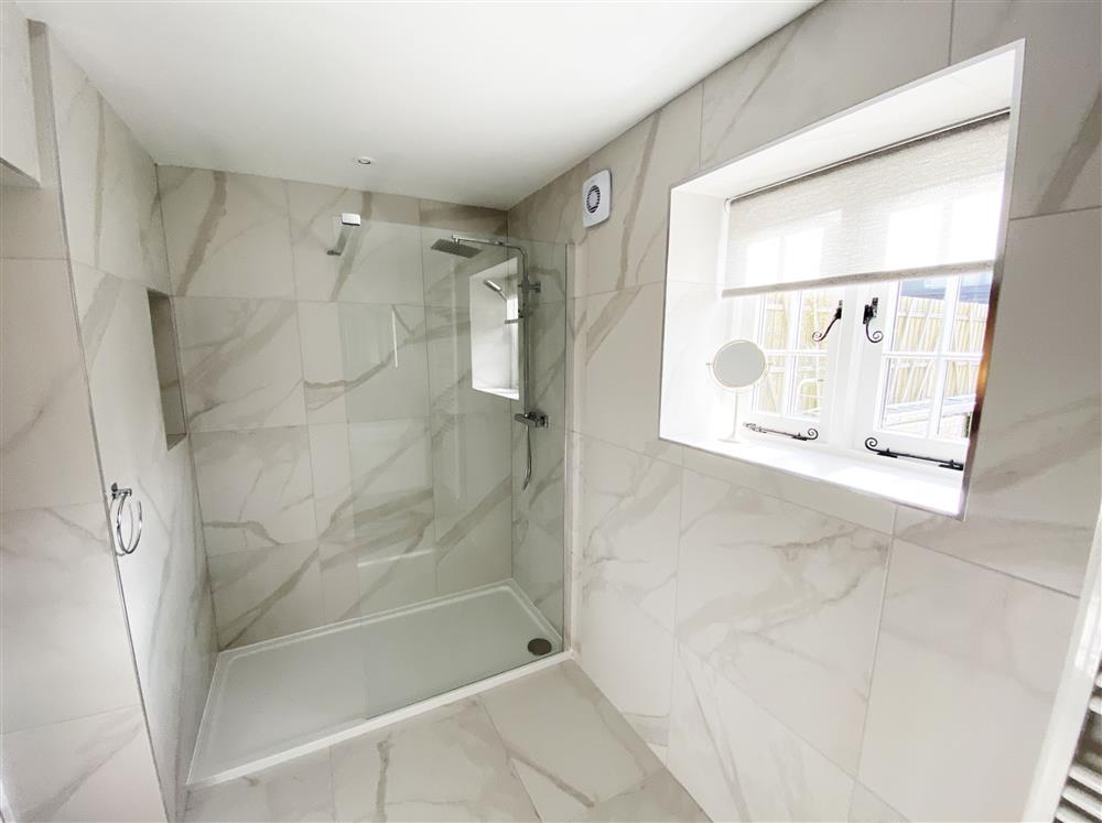 En-suite walk-in shower at Roundton House, Montgomery