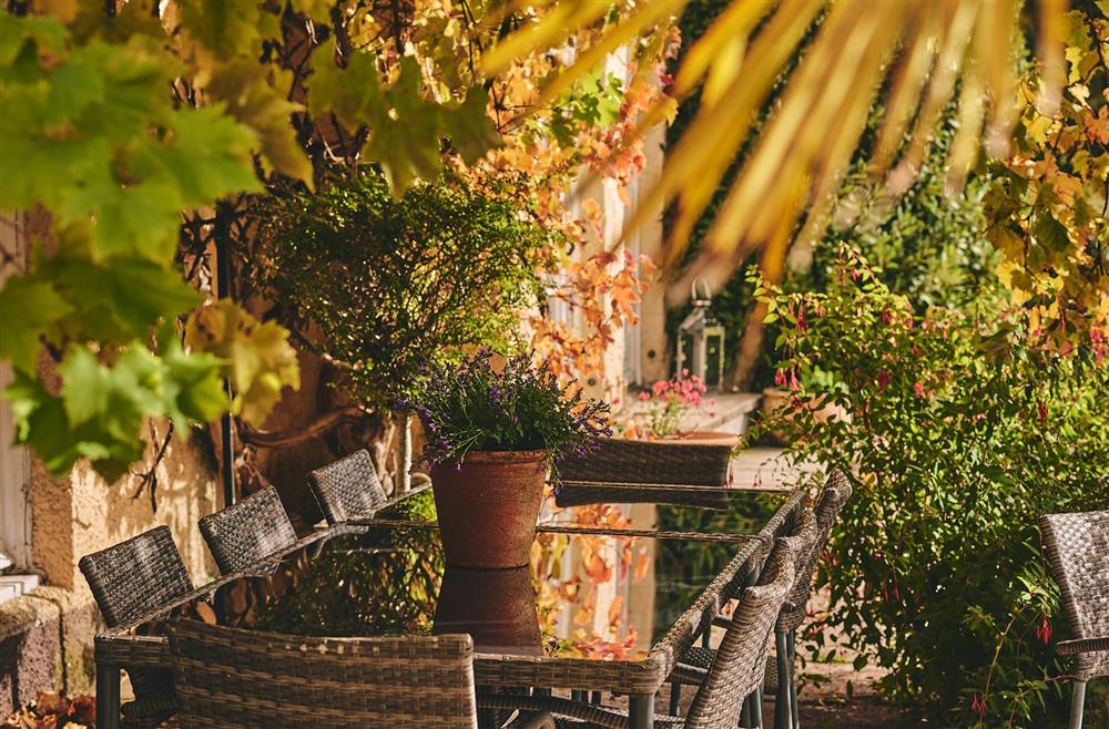 An outdoor dining table