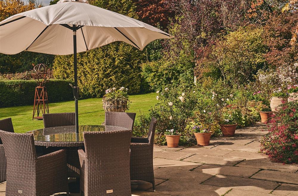 An outdoor dining table