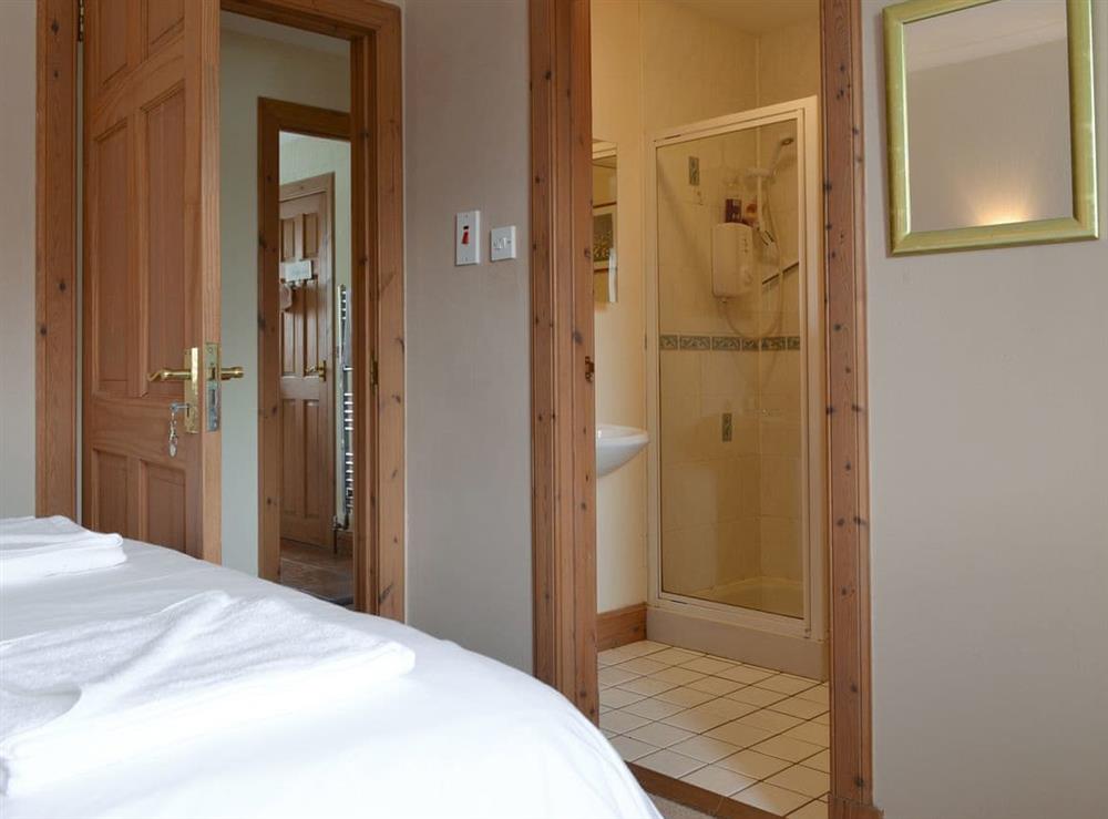 En-suite shower room at Rowan Cottage in Aviemore, Inverness-Shire