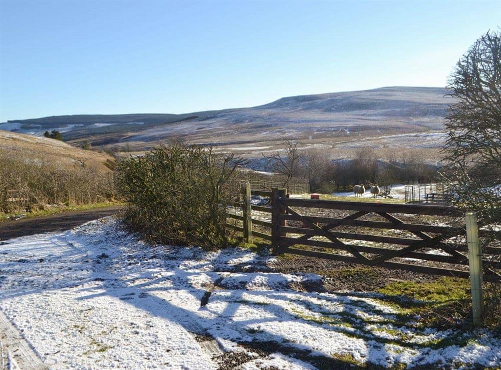 Picturesque winter views at Rowan Cottage in Byrness Village, near Otterburn, Tyne And Wear