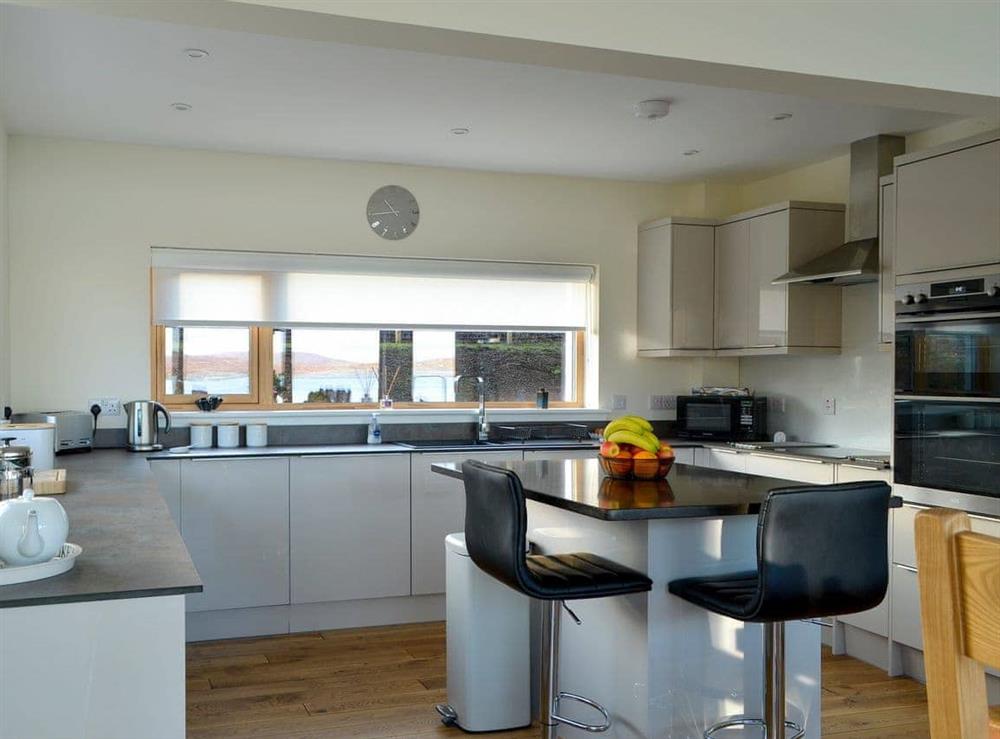 Modern fitted kitchen at Rowan House in Carbost, near Portree, Isle Of Skye