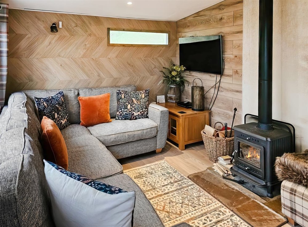 Open plan living space at Rowan Tree Lodge in Ludlow, Shropshire