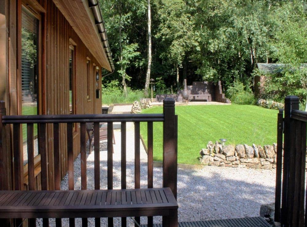 Large lawned garden area at Rowanburn Lodge in Greystoke, near Penrith, Cumbria