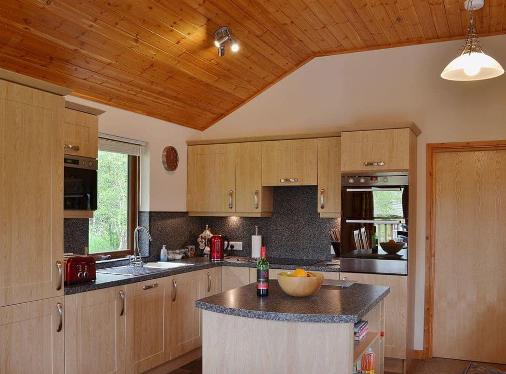The stylish kitchen area at Rowanburn Lodge in Greystoke, near Penrith, Cumbria