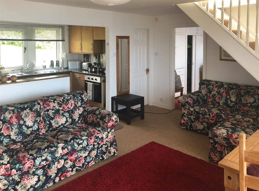 Open plan living space at Ruach in Gardenstown, near Macduff, Aberdeenshire