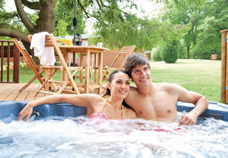 Tamar Lodge hot tub at Ruby Country Lodges in Devon, South West of England