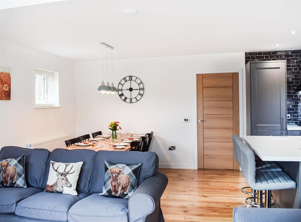 Open plan living space at Rubys Cottage in Crieff, Perthshire