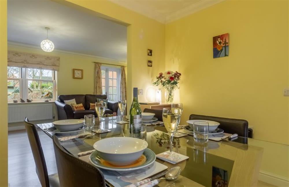 Ground floor: Dining area leading into the sitting room at Rufus Cottage, Dersingham near Kings Lynn