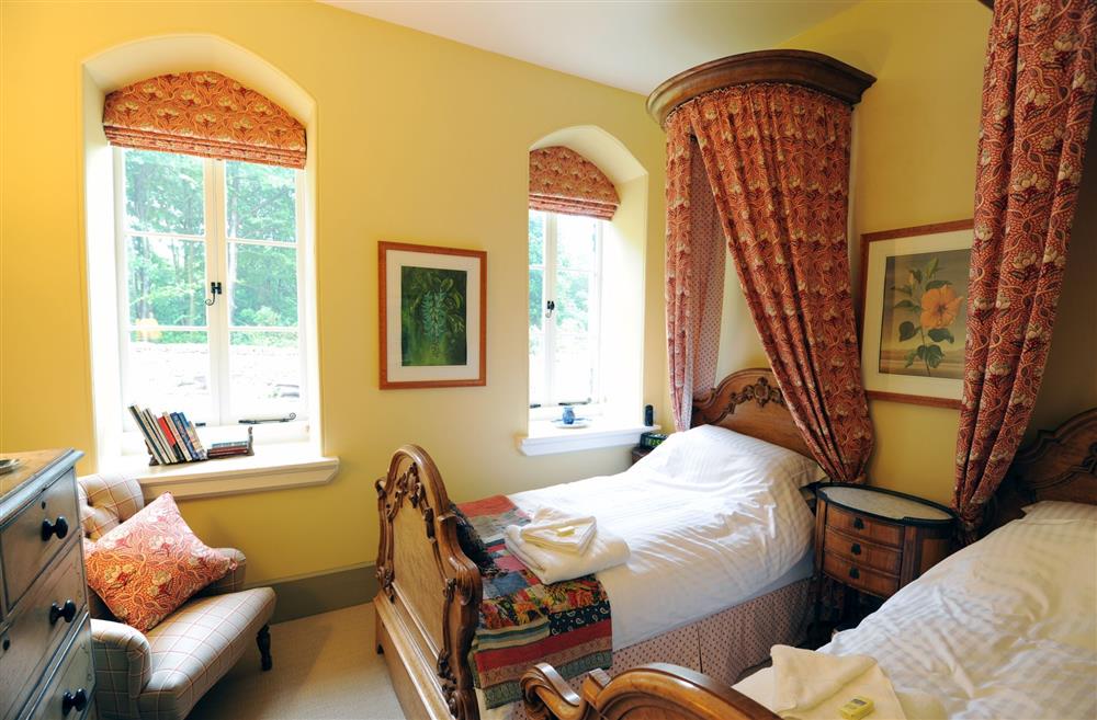 Bedroom two with twin 3’ single beds at Russian Cottage, Chatsworth Estate, Nr Matlock 