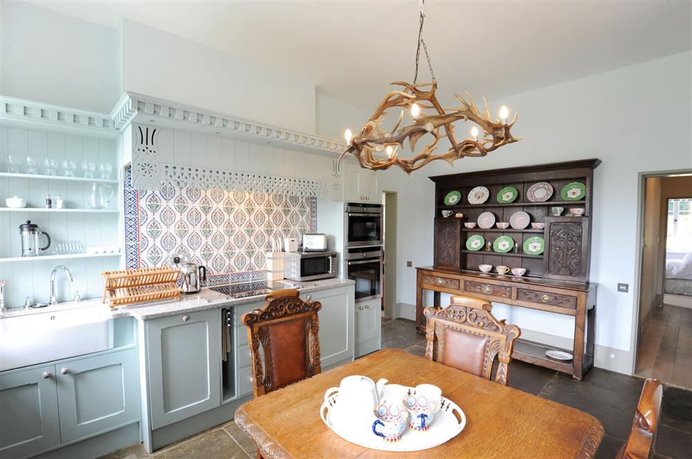 Well-equipped kitchen and dining room at Russian Cottage, Chatsworth Estate, Nr Matlock 