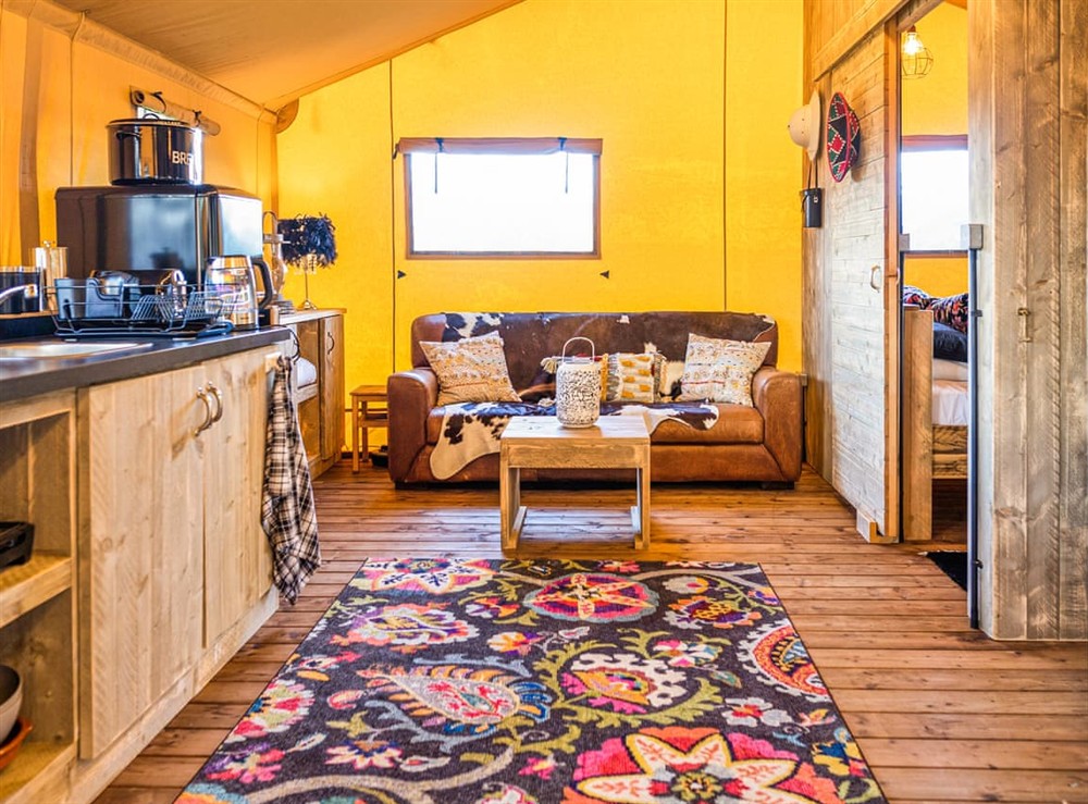Living room at Rusty Lane Safari Lodge in Seend, near Melksham, Wiltshire