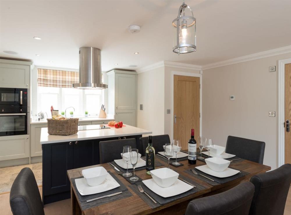 Modern kitchen with welcome pack at Rye Cottage in Helmsley, Yorkshire, North Yorkshire