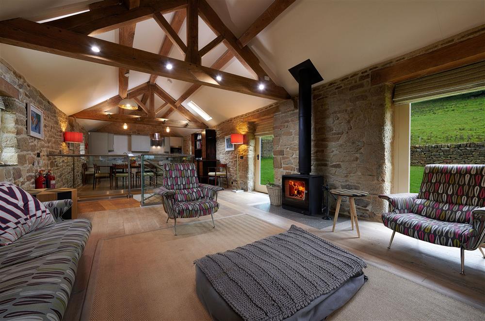 The open-plan sitting area at Rye Croft Cottage, Chatsworth Estate, Nr Matlock 