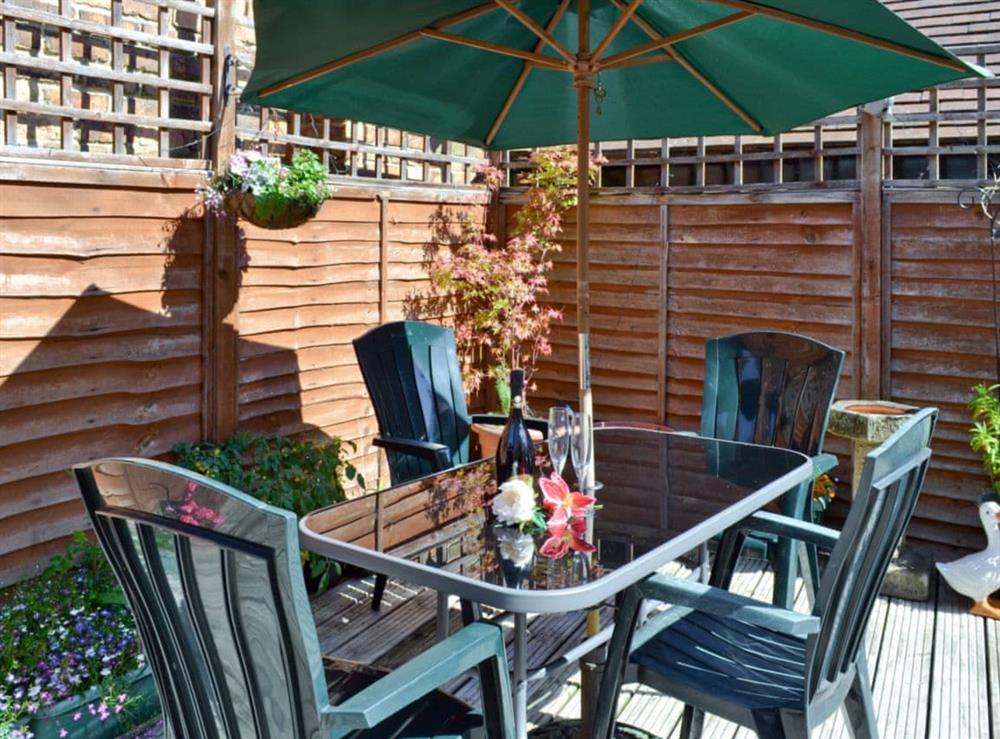 Outdoor eating area at Ryndle Corner in Scarborough, North Yorkshire