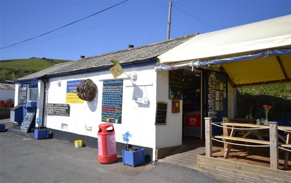 Britannia @ the Beach cafe is a great spot for coffee, a snack or a seafood meal. at Sail Cottage in Beesands