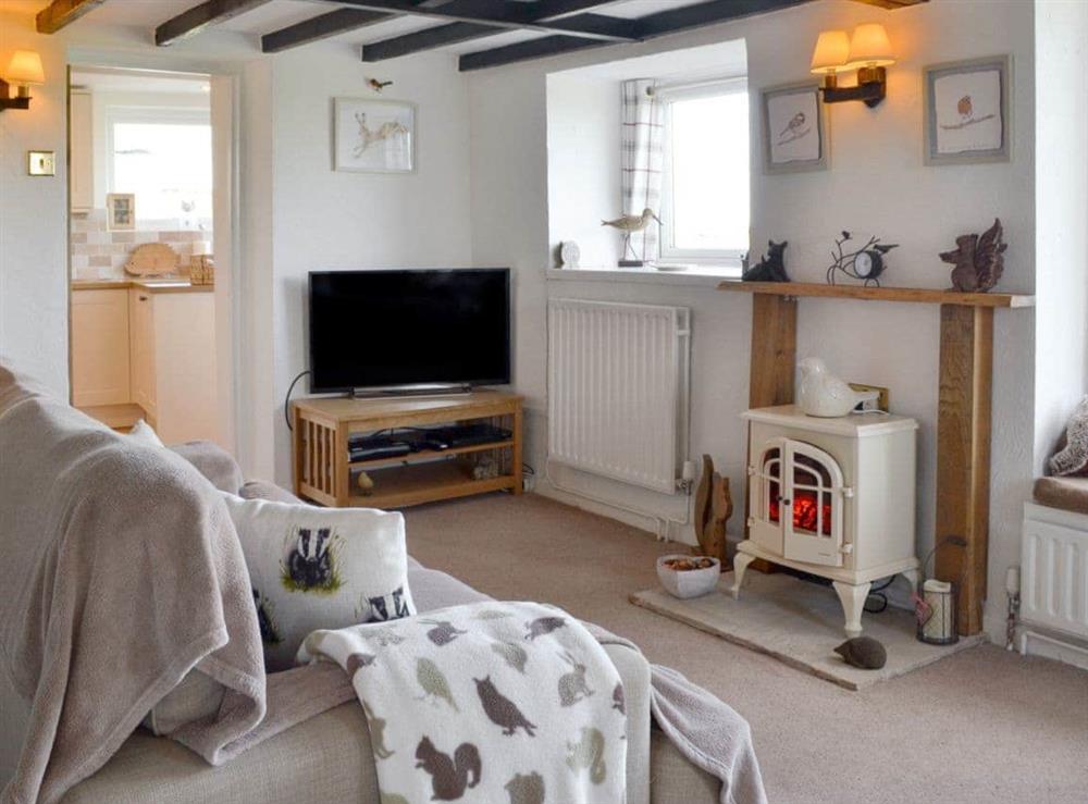 Cosy living room with beamed ceiling at Salem Fach in Holyhead, Gwynedd