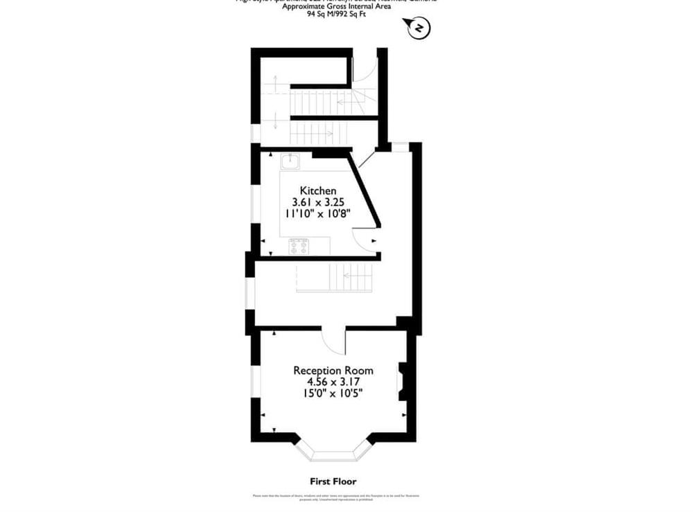 Floor plan of first floor at Salisbury Apartment in Keswick, Cumbria