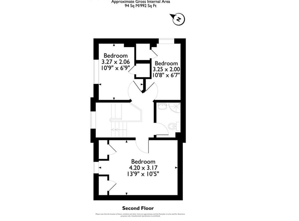 Floor plan of second floor at Salisbury Apartment in Keswick, Cumbria