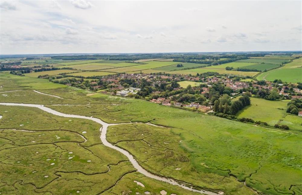 Aerial view of the stunning saltmarshes at Brancaster