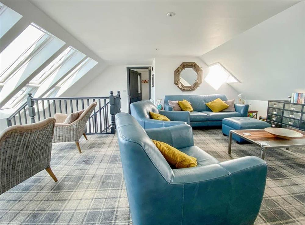 Large first floor living area at Saltlife Cottage in Port William, Wigtownshire
