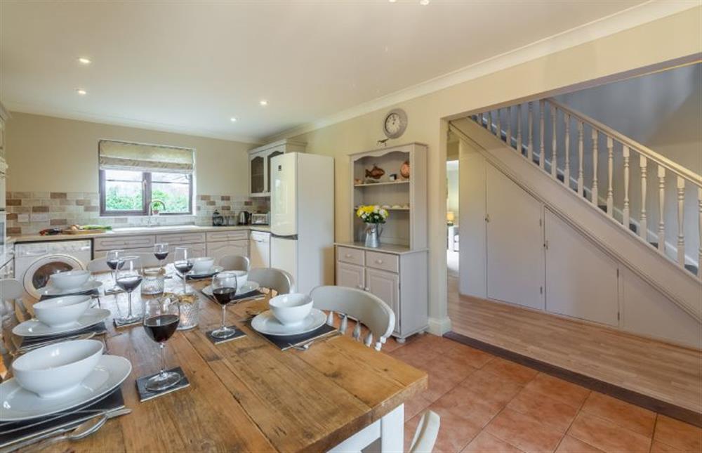 Ground floor: Large dining table and spacious Kitchen at Saltmarshes, Holme-next-the-Sea near Hunstanton
