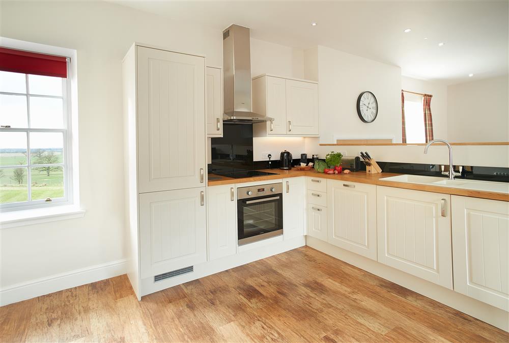 Open-plan kitchen, dining and sitting room area at Salutation Apartment, Netherby Hall, Longtown