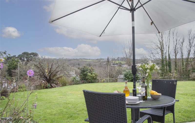 Enjoy a cup of tea on the patio at Samson Cottage, Cornwall