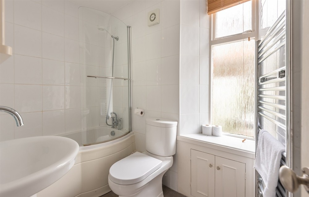 This is the bathroom at Sandcastle in Salcombe